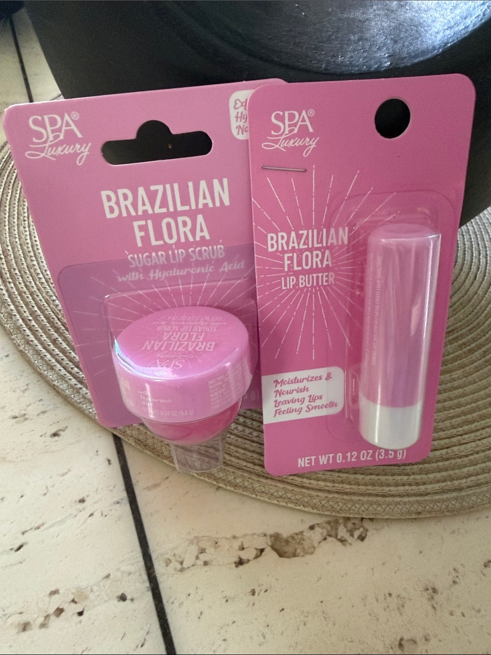Brazilian Flora Lip Butter & Sugar Lip Scrub - Pink Set Spa Luxury